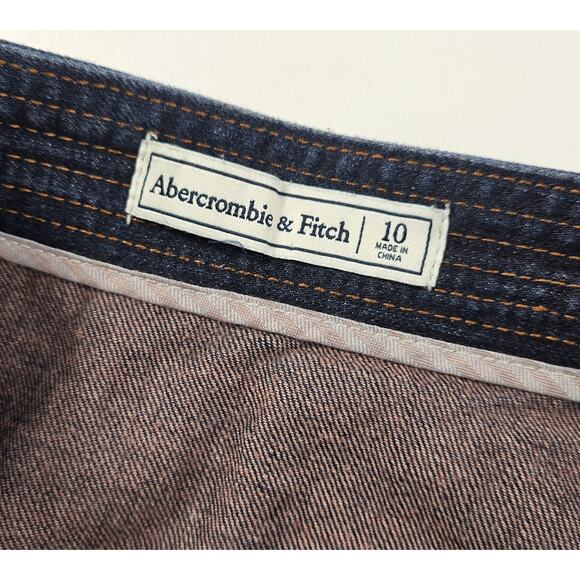Abercrombie & Fitch sz 10 full zip front grunge denim skirt EUC pocket casual - Picture 4 of 7
